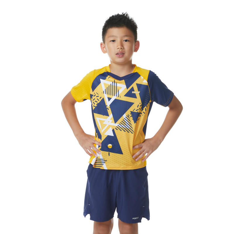 Tricou Badminton 560 Galben-Albastru Copii