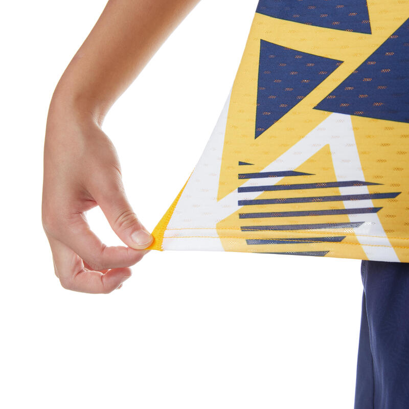 Tricou Badminton 560 Galben-Albastru Copii