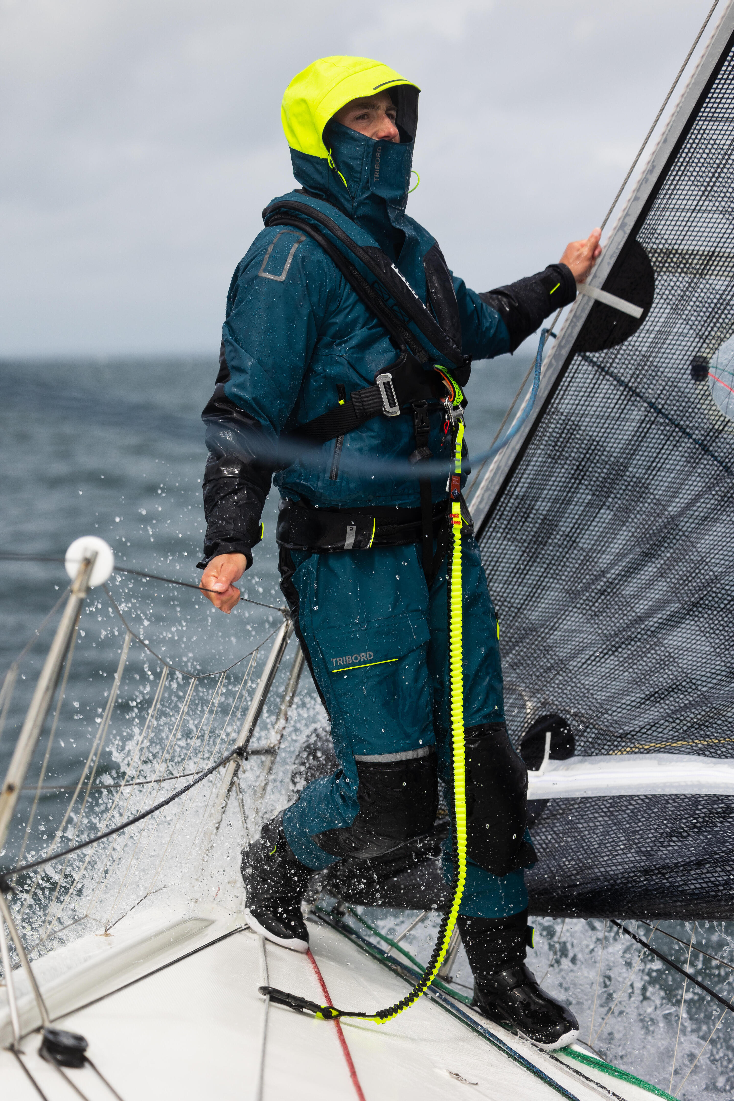 Longe voile bateau élastique 2 mètres jaune fluo/noir 9/9