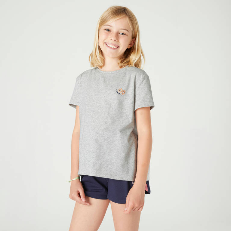 Girls' Cotton T-Shirt 500 - Grey