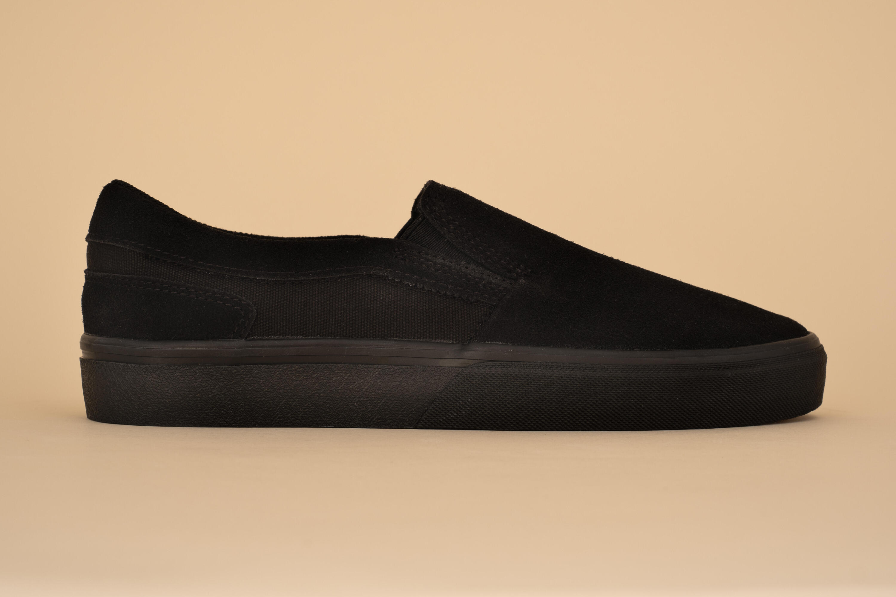 Chaussures basses de skateboard sans lacets adulte VULCA 500 slip-on noire 18/22