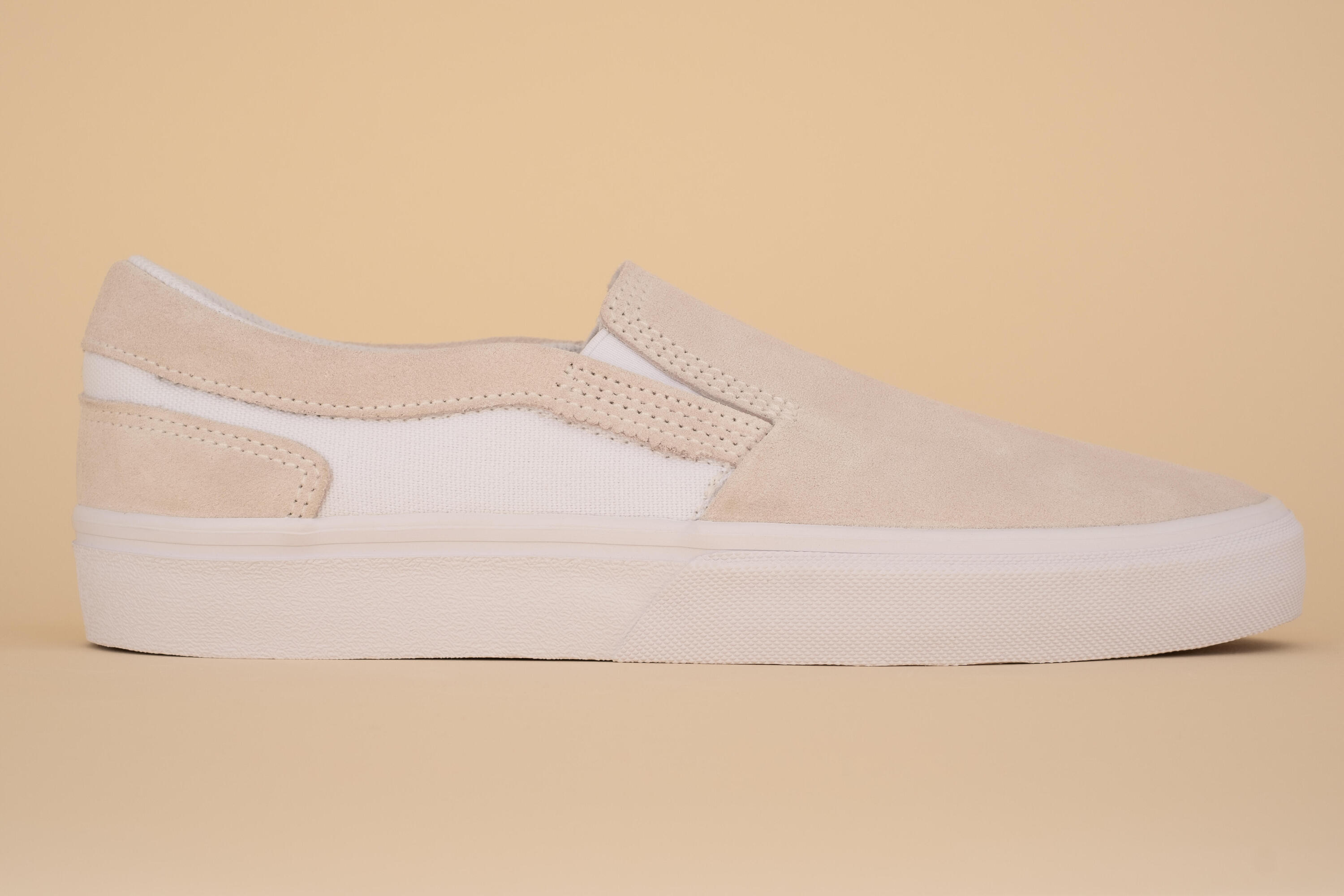 Calçado de Skate Cano Baixo Sem Atacadores Adulto VULCA 500 Slip-On Branco 17/21