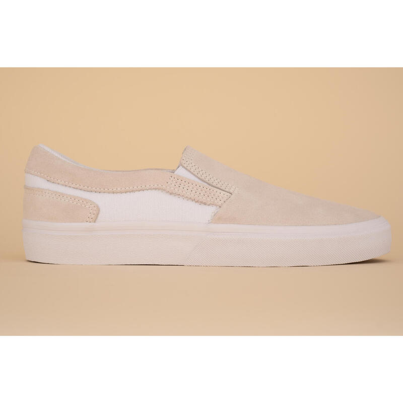 Chaussures basses de skateboard sans lacets adulte VULCA 500 slip-on blanche