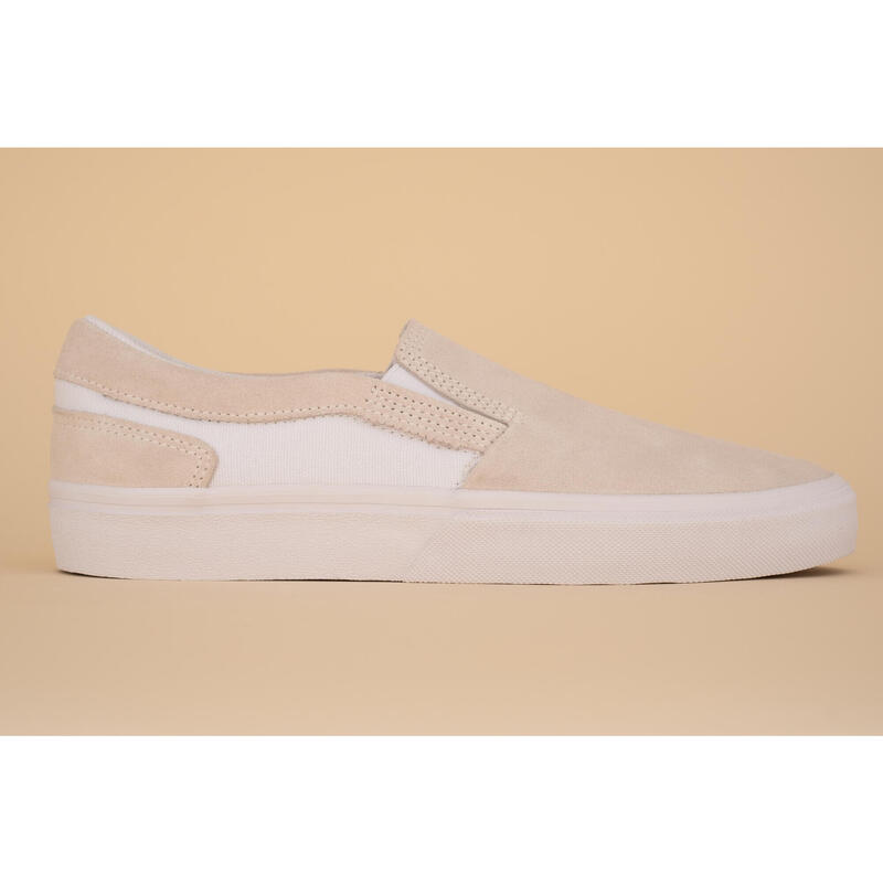 Scarpe skateboard adulto VULCA 500 SLIP-ON basse bianche