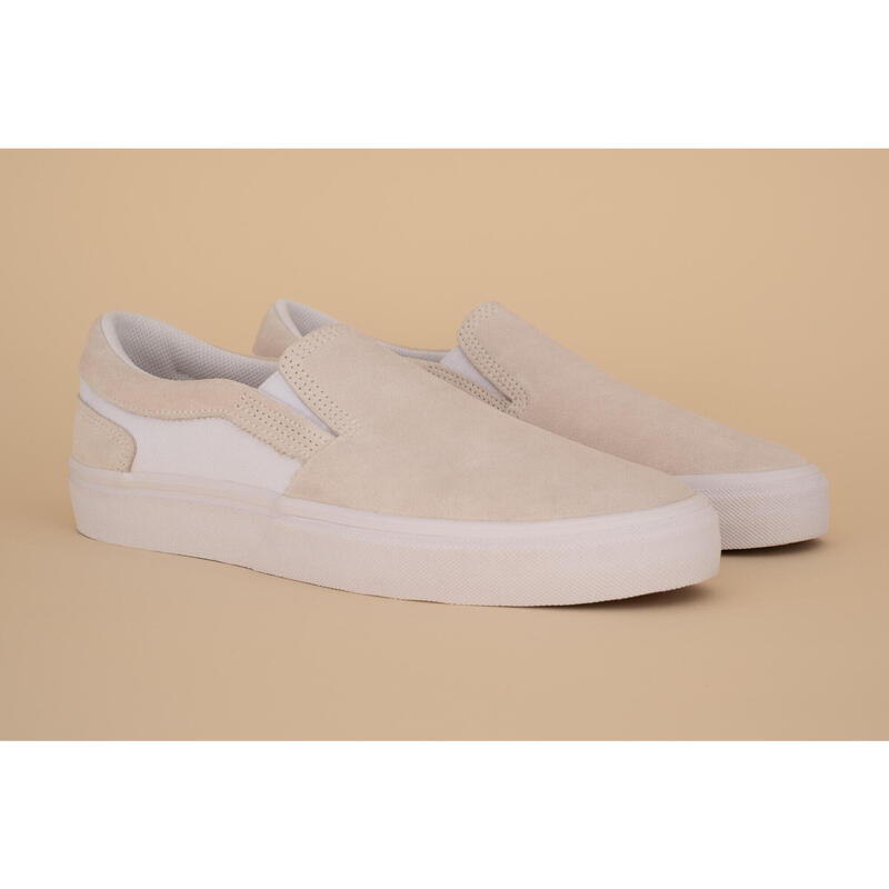 Scarpe skateboard adulto VULCA 500 SLIP-ON basse bianche