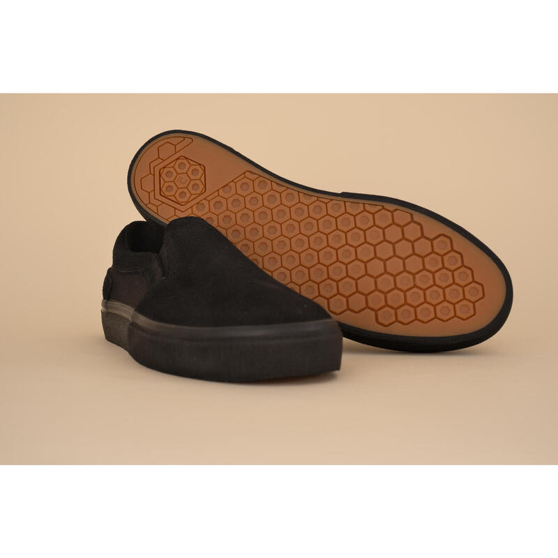 Skateschuh Slip-on Damen/Herren ohne Schnürung niedrig - Vulca 500 schwarz