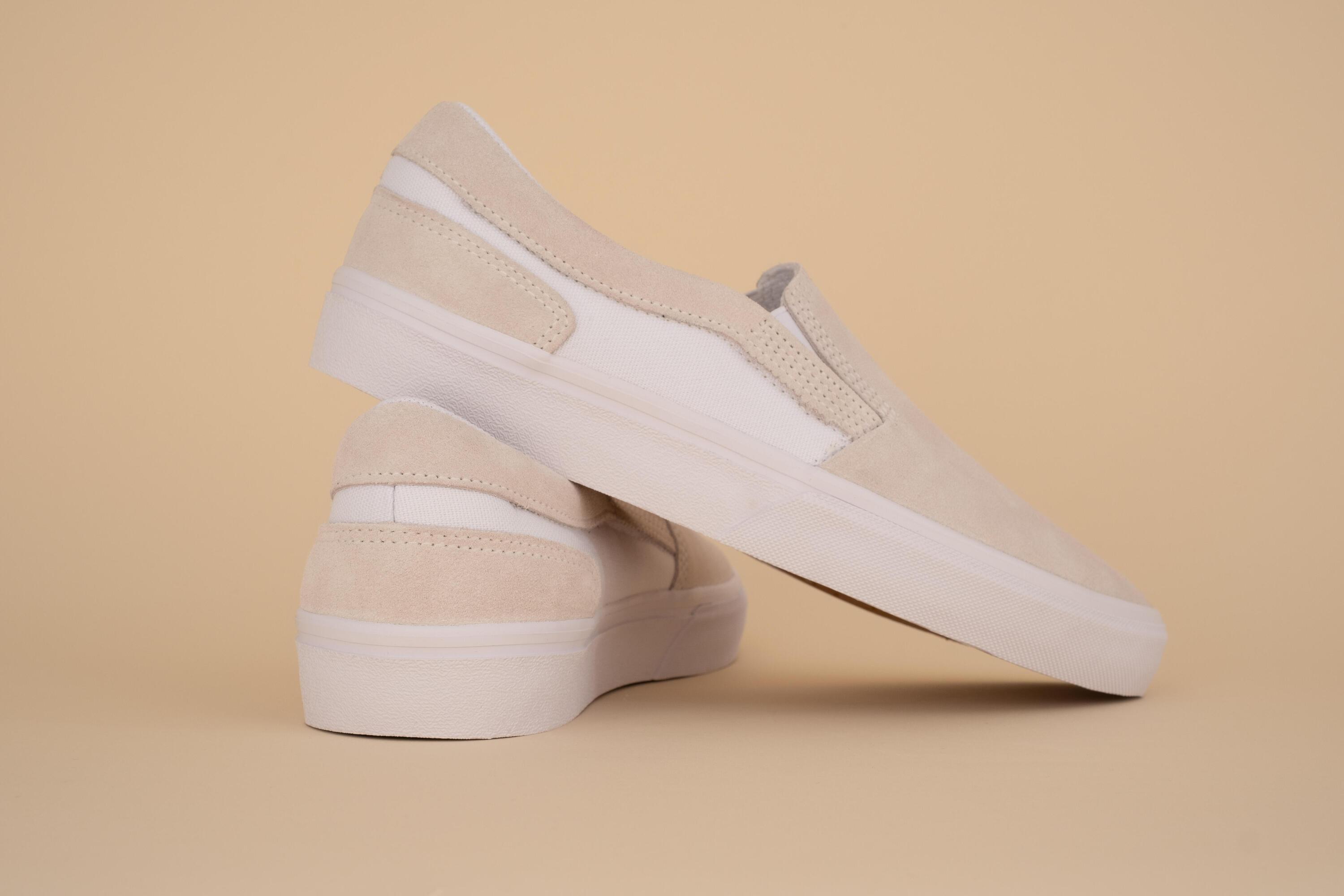 Calçado de Skate Cano Baixo Sem Atacadores Adulto VULCA 500 Slip-On Branco 15/21