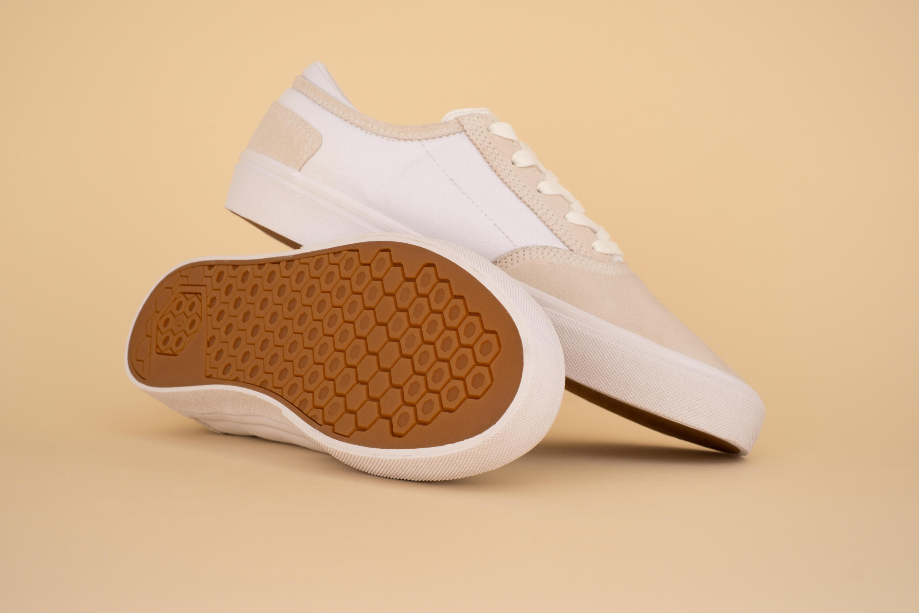 Zapatillas Skate Hombre y Niño Oxelo Vulca 500 II Vulcanizadas Blancas 20/26