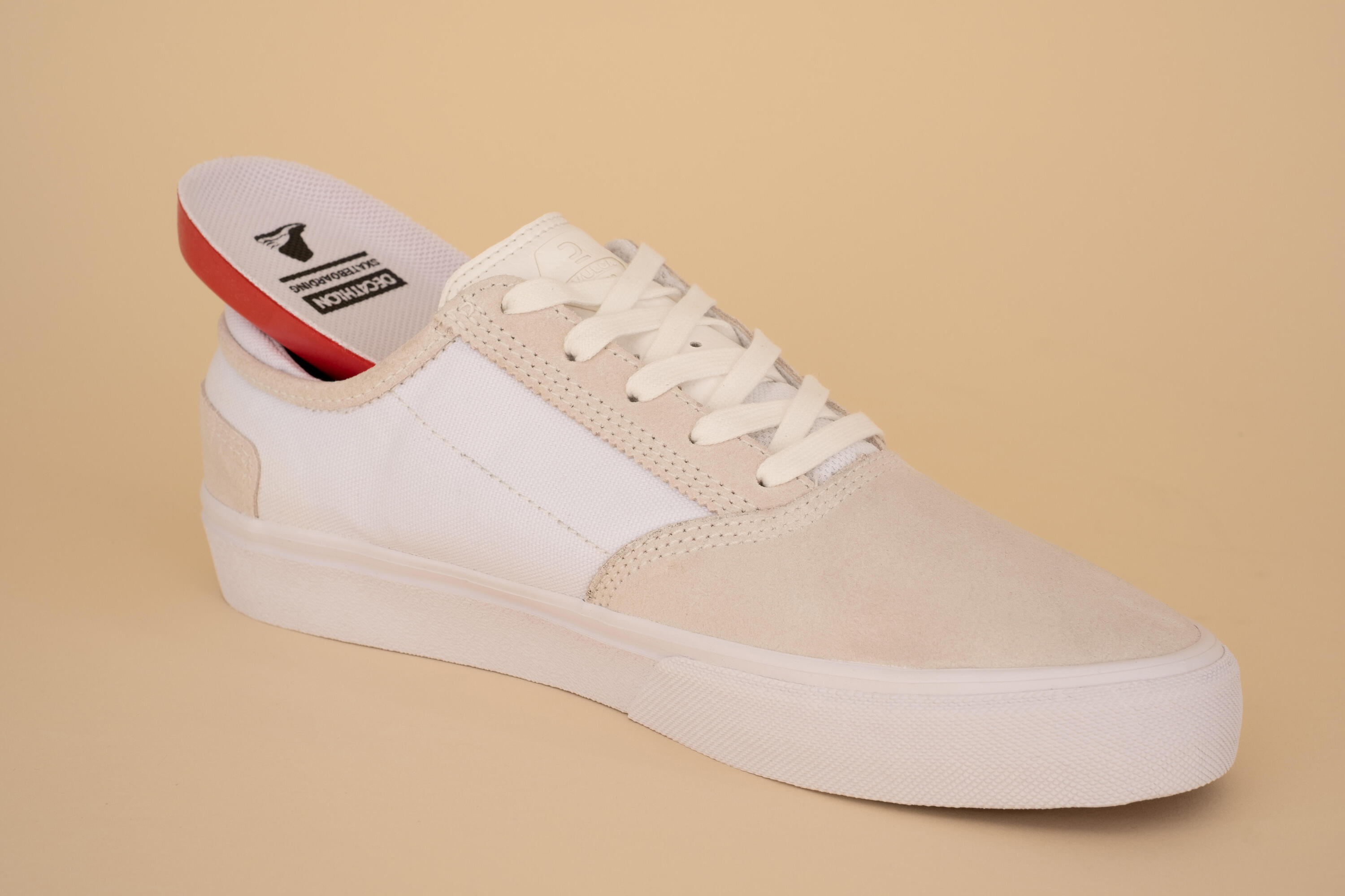 Zapatillas Skate Hombre y Niño Oxelo Vulca 500 II Vulcanizadas Blancas 18/26