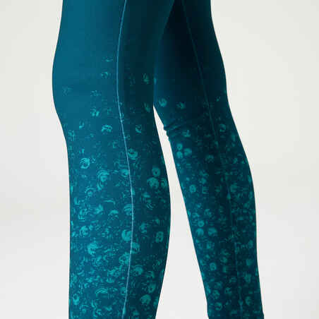 Leggings mallas gimnasia deportiva Niños Domyos 500 Azul y Verde