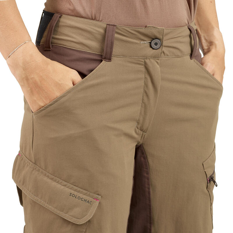 Pantalón De Caza Mujer Solognac 500 Marrón Ligero Transpirable