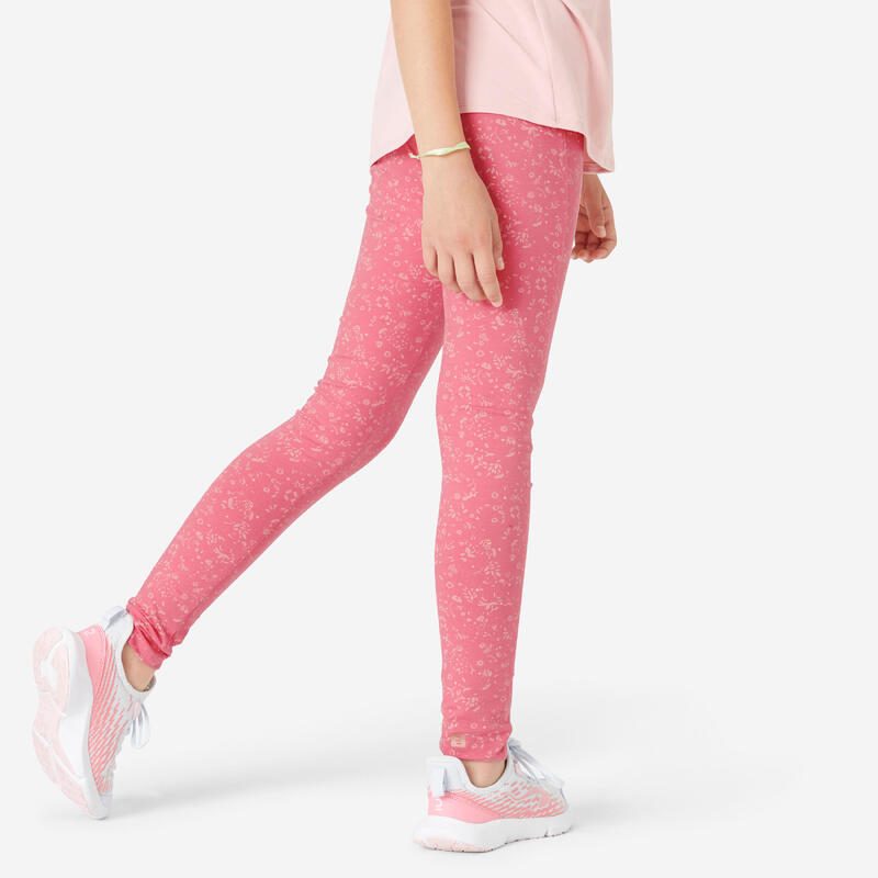 Leggings bambina ginnastica 320 cotone rosa con stampa