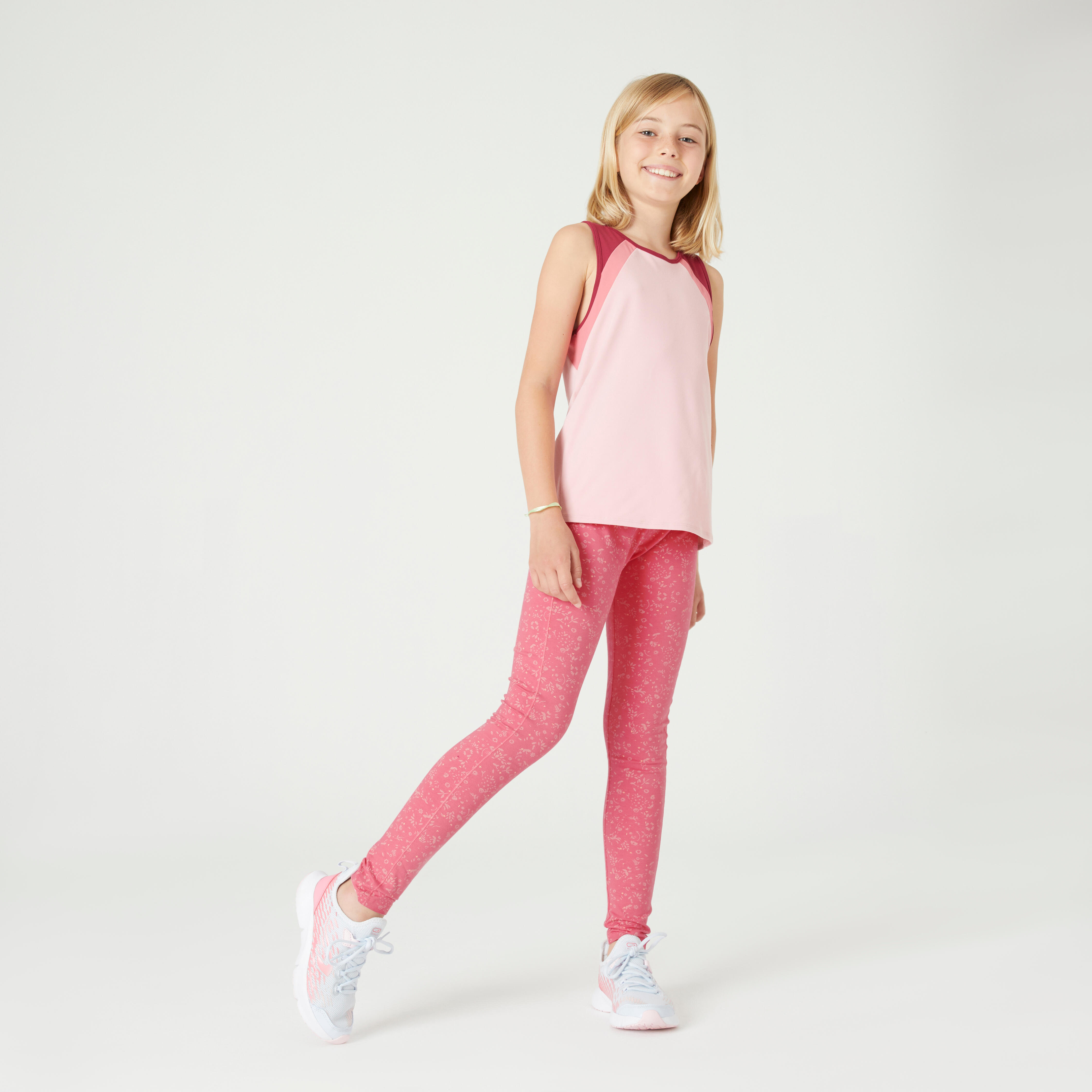 320 cotton leggings - Girls - Pink - Domyos - Decathlon