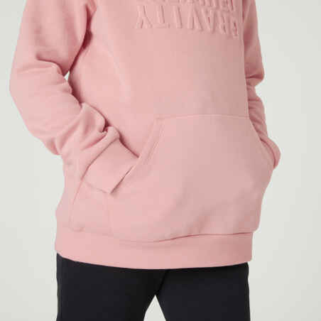 Kids' Warm Hooded Sweatshirt 500 - Pink Print