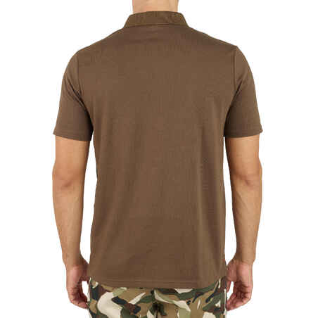 Cotton Short-Sleeved Breathable Hunting Polo Shirt 100 - Brown