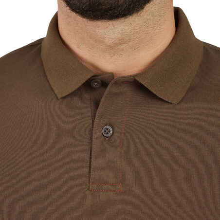 Cotton Short-Sleeved Breathable Hunting Polo Shirt 100 - Brown
