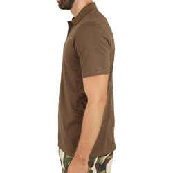 Cotton Short-Sleeved Breathable Hunting Polo Shirt 100 - Brown