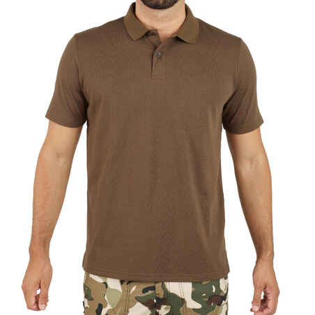 Cotton Short-Sleeved Breathable Hunting Polo Shirt 100 - Brown