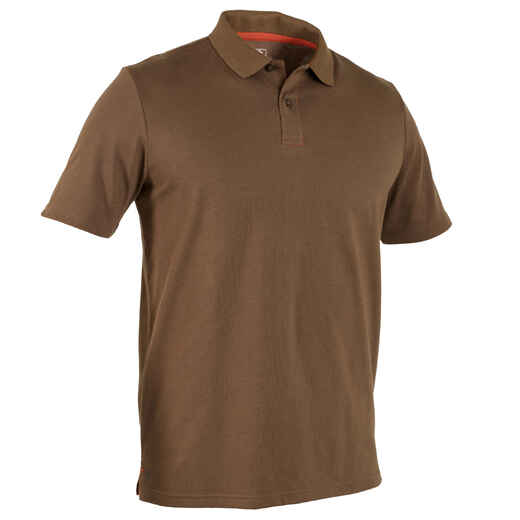 
      Cotton Short-Sleeved Breathable Hunting Polo Shirt 100 - Brown
  