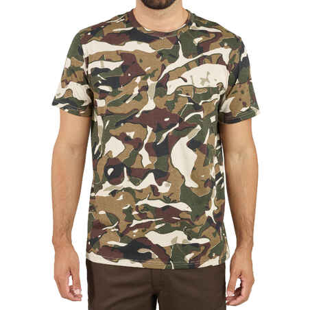 Jagd-T-Shirt 100 Camouflage grün/beige 