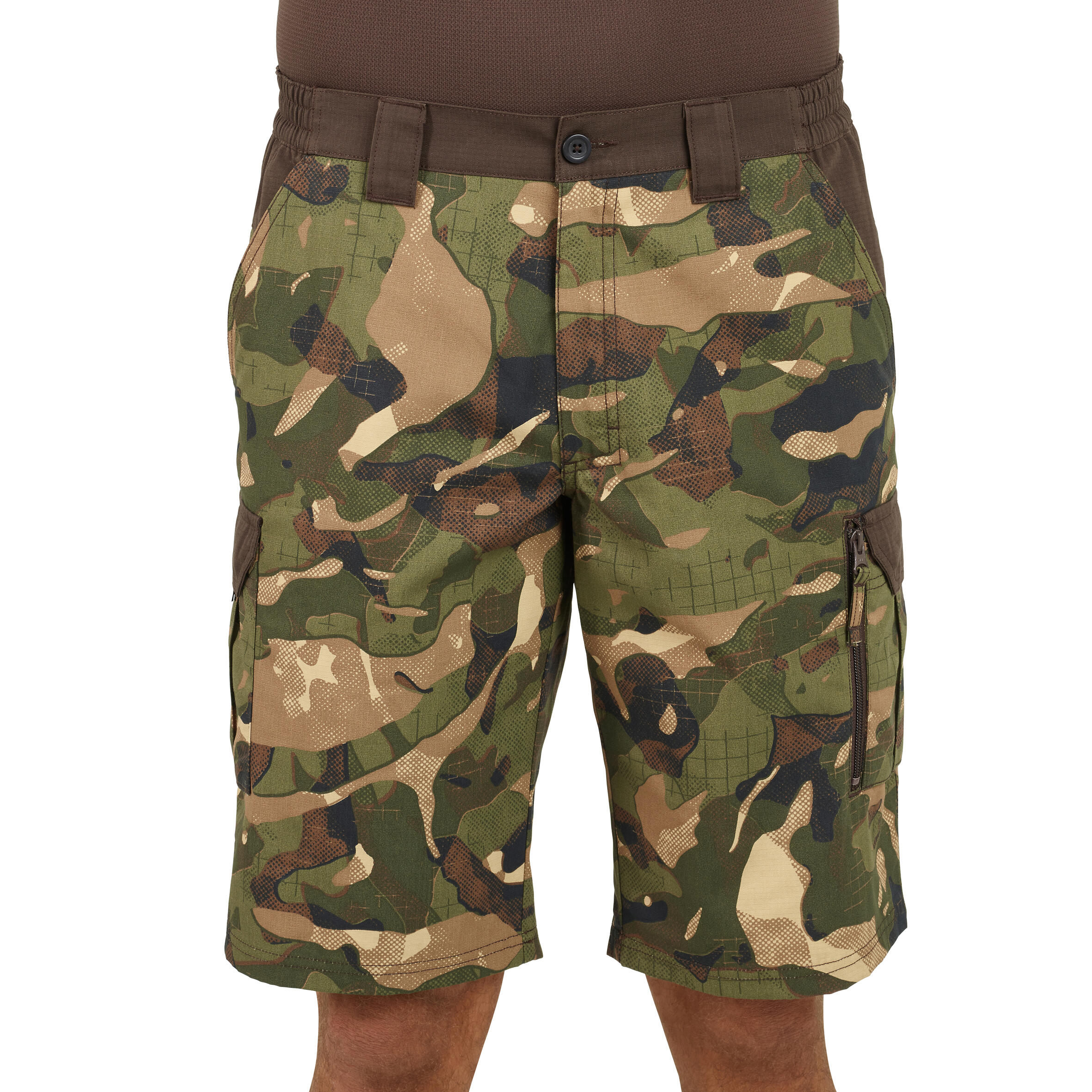 Bermudas/Short de Caza Solognac 500 Hombre Woodland Camuflaje Militar Liso 3/15