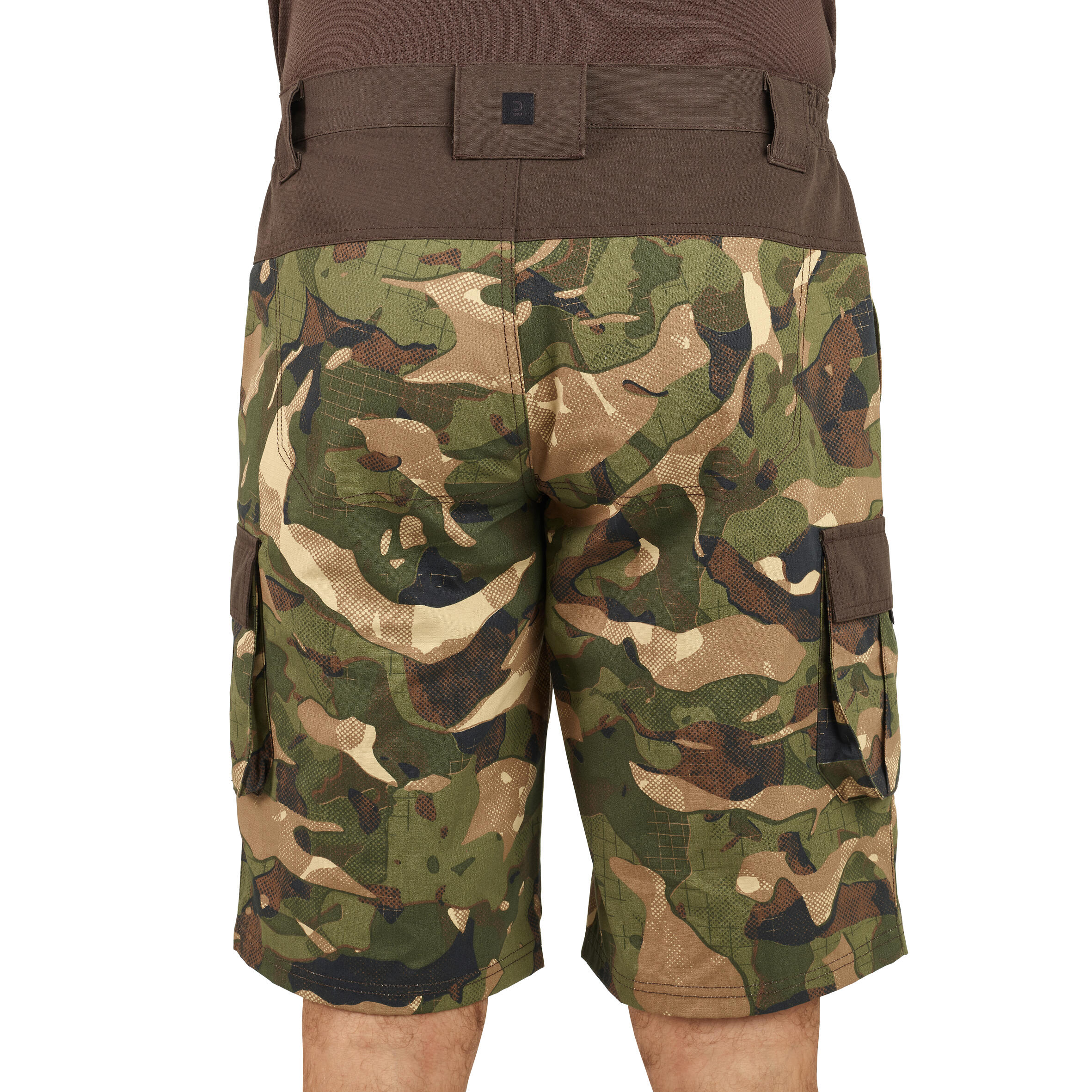 Bermudas/Short de Caza Solognac 500 Hombre Woodland Camuflaje Militar Liso 6/15