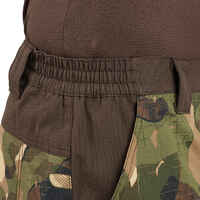 Bermuda Shorts 500 Woodland Camouflage plain green and brown