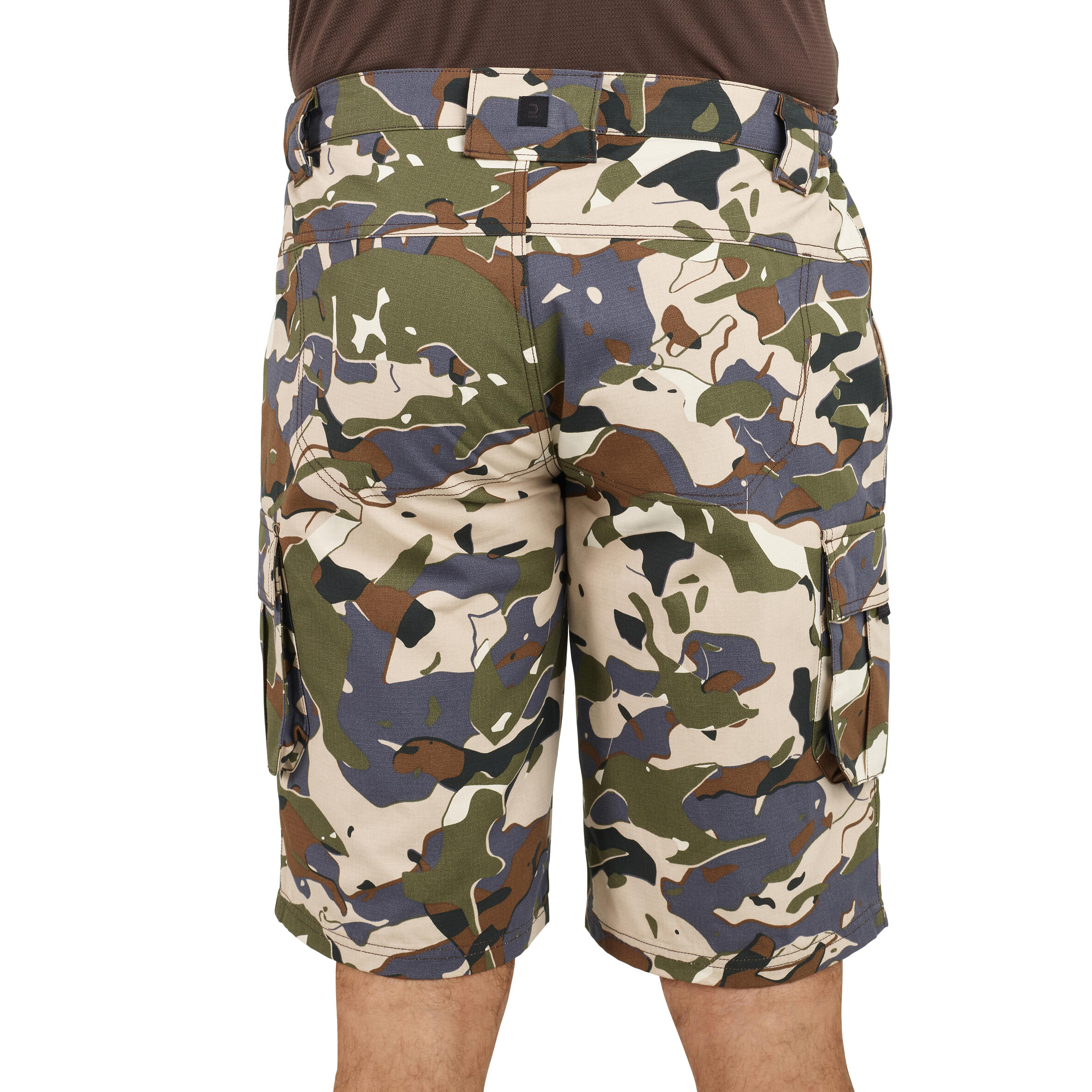 Bermuda Shorts 500 Woodland Camouflage plain green