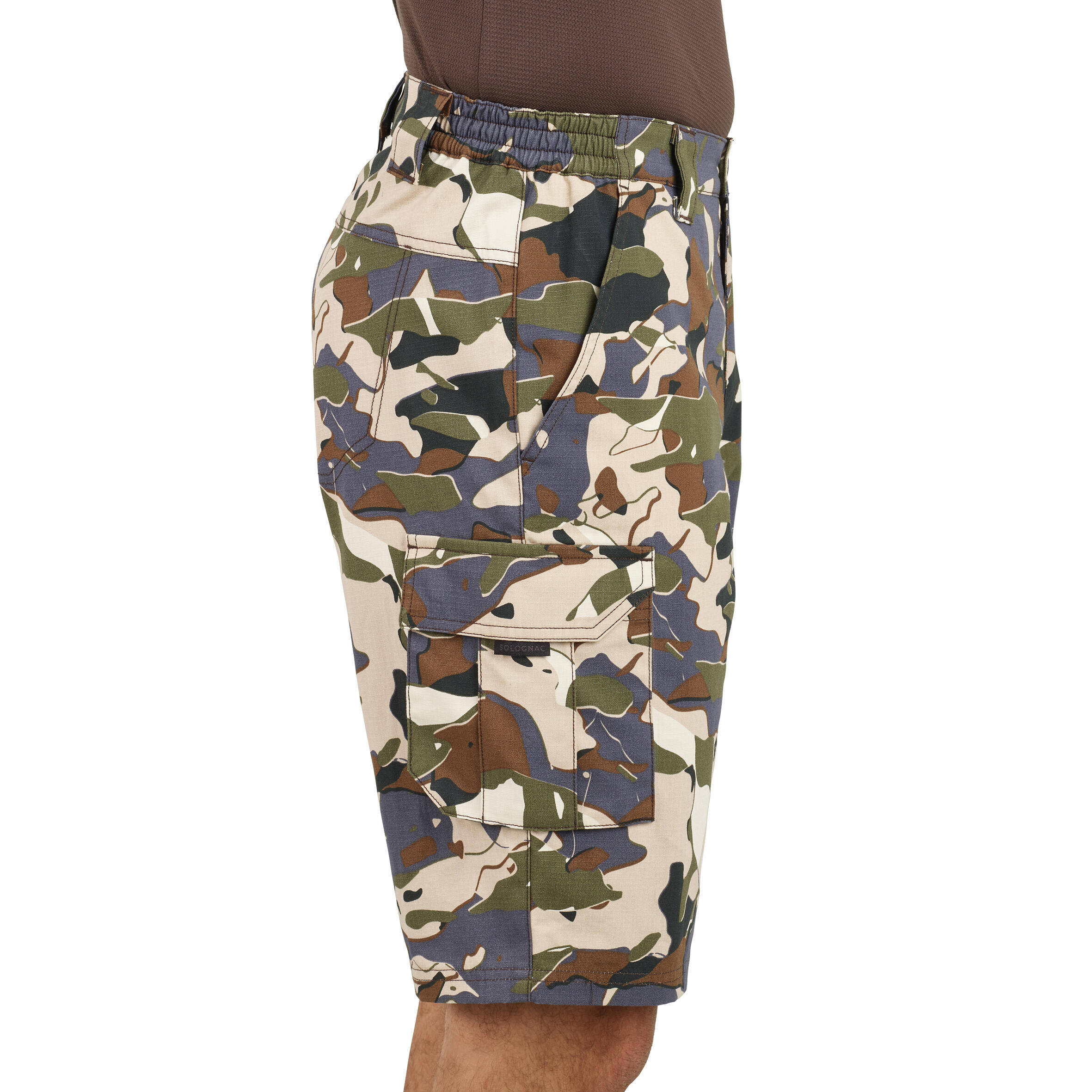 Bermuda Shorts 500 Woodland Camouflage plain green -  4