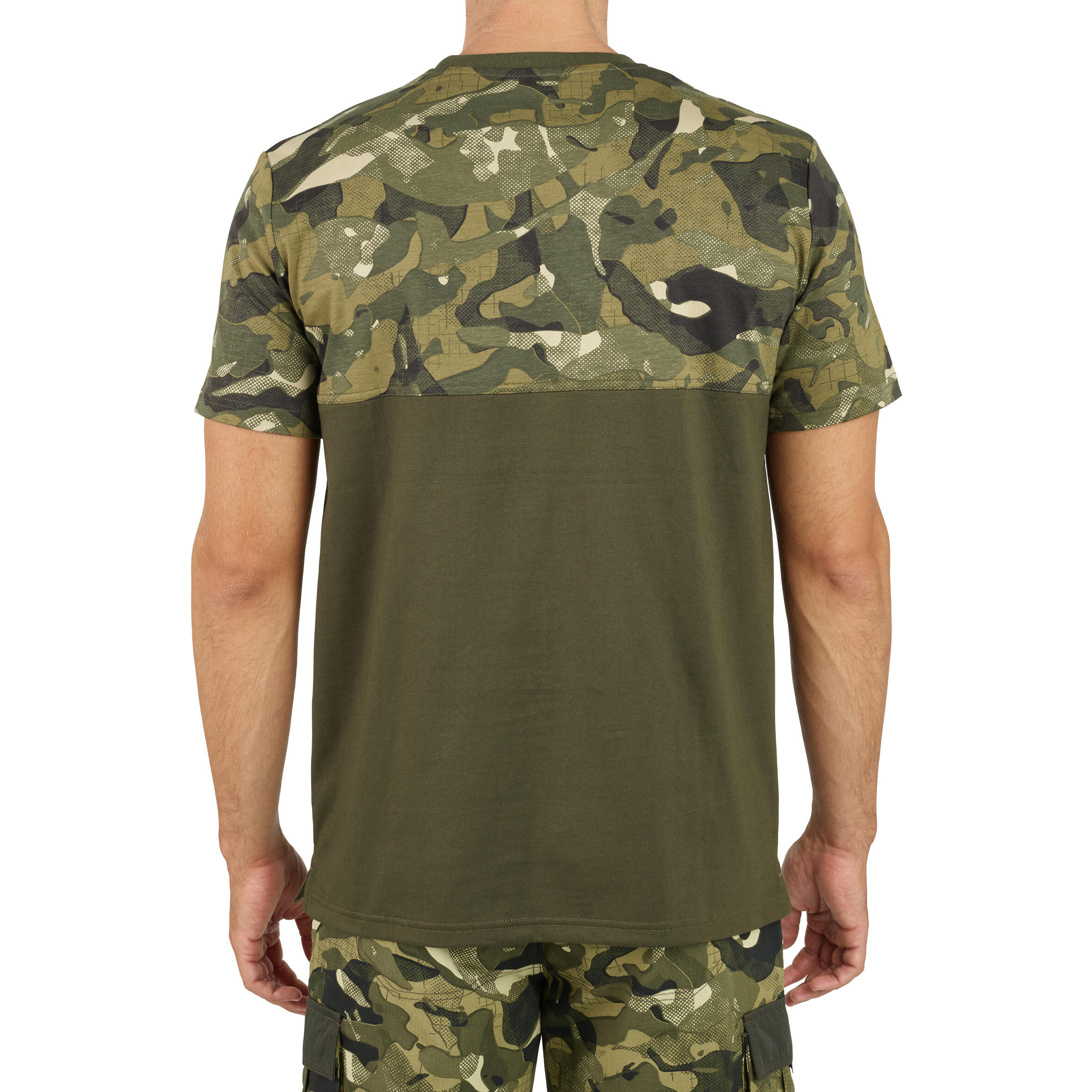 Men's Country Sport Short-Sleeved Resistant Cotton T-Shirt - 500 Woodland Camo/P 6/7