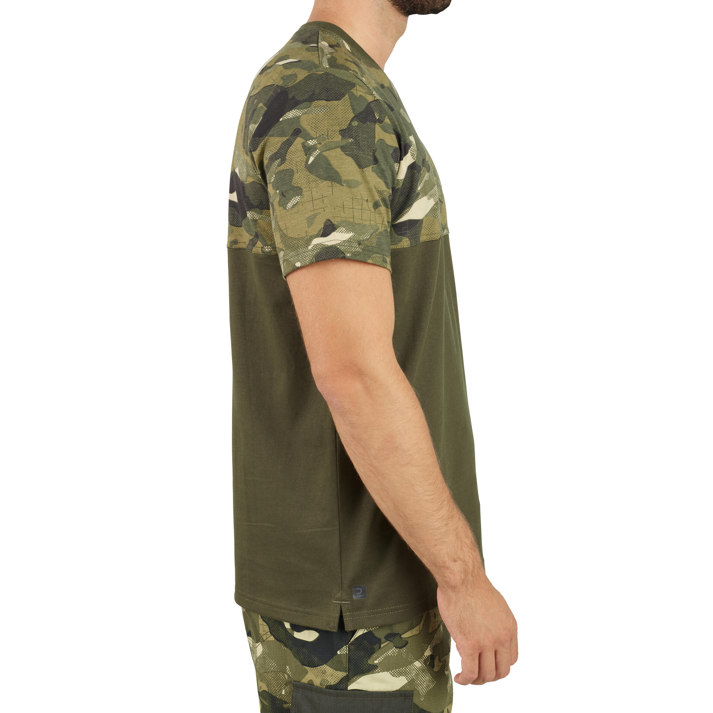 Men's Country Sport Short-Sleeved Resistant Cotton T-Shirt - 500 Woodland Camo/P 4/7