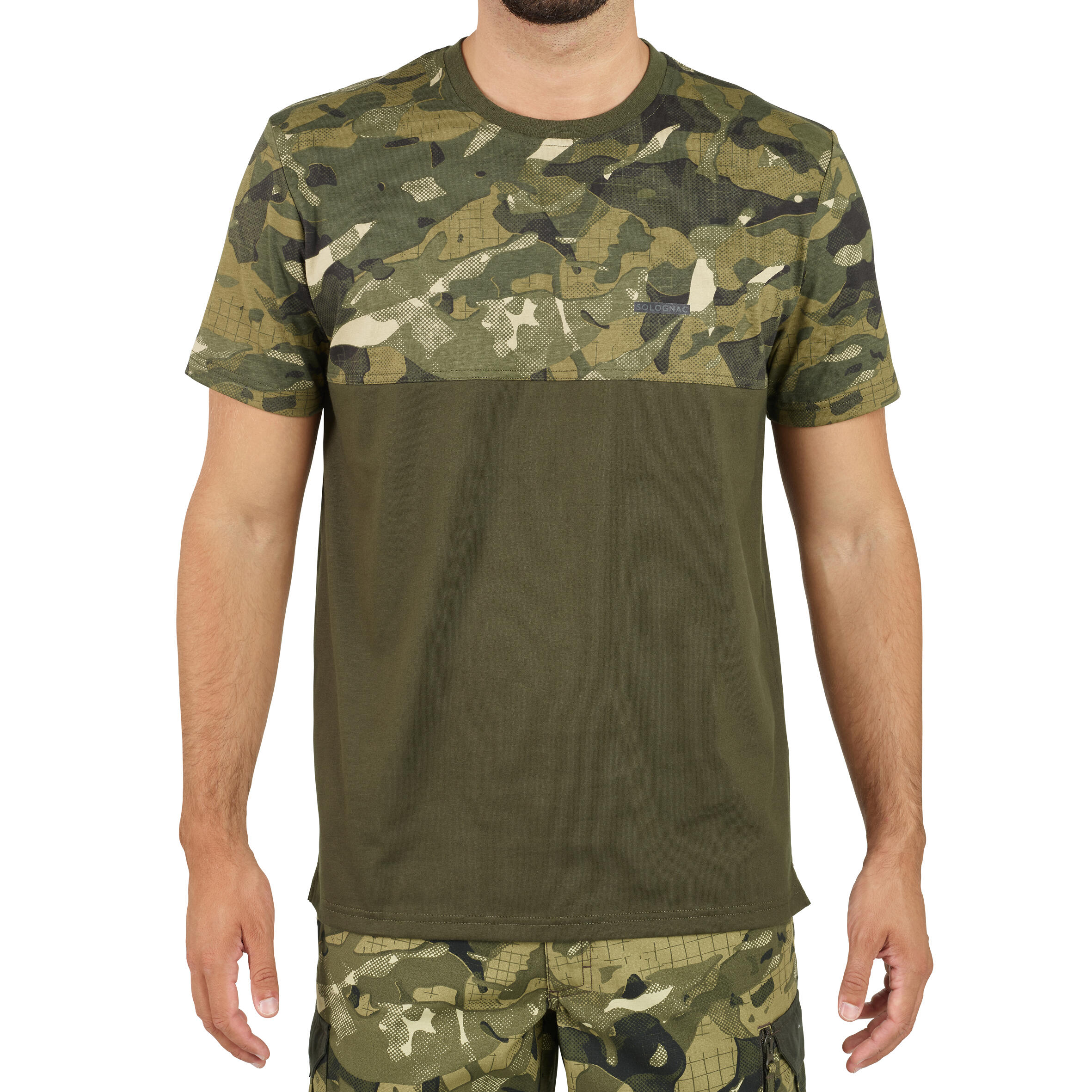 Men's Country Sport Short-Sleeved Resistant Cotton T-Shirt - 500 Woodland Camo/P 3/7