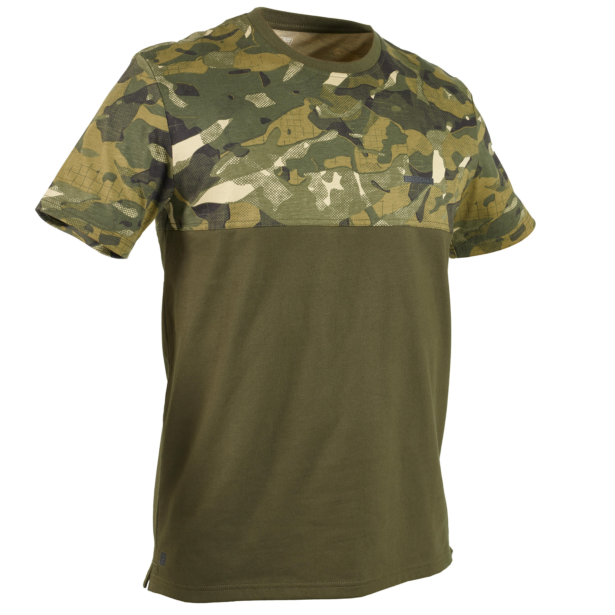 SOLOGNAC Men's Country Sport Short-Sleeved Resistant Cotton T-Shirt - 500 Woodland Camo/P
