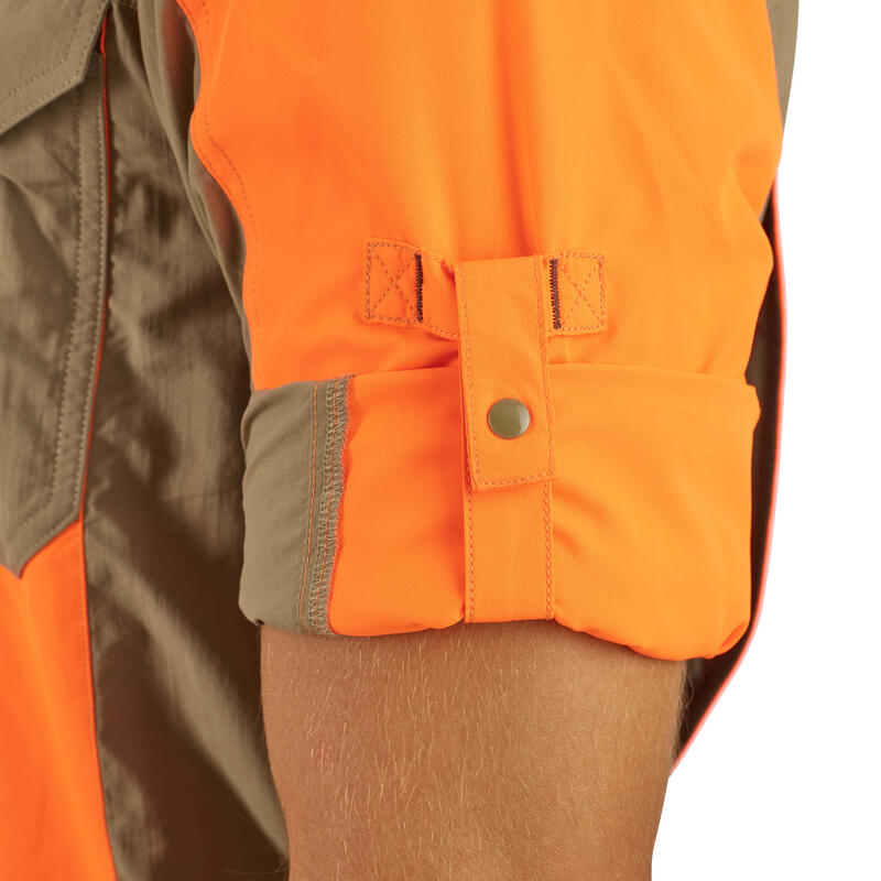 Chemise manches longues légère et respirante chasse 520 verte et fluo