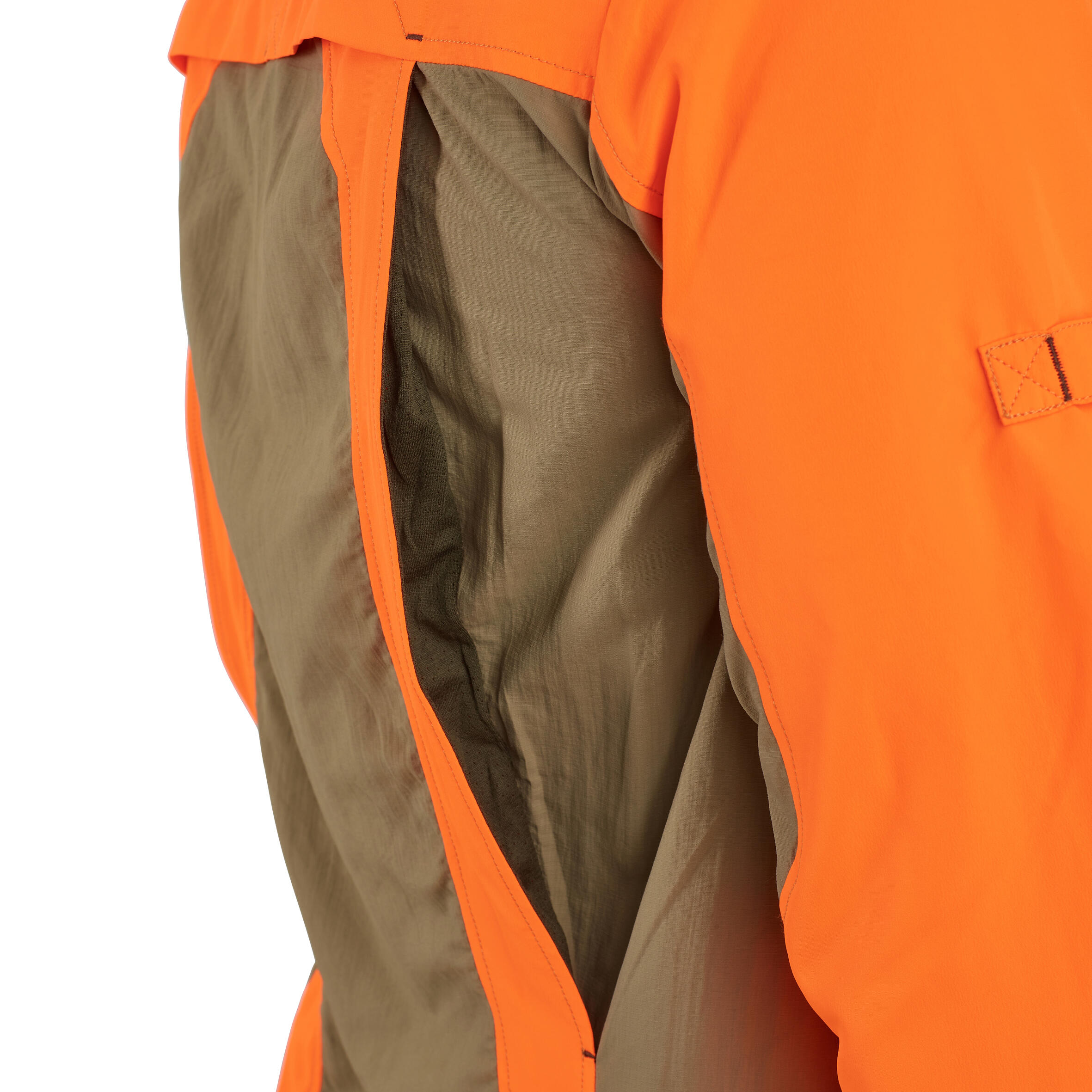 Lovecká košile s dlouhým rukávem lehká prodyšná 520 zeleno-oranžová fluo 8/20