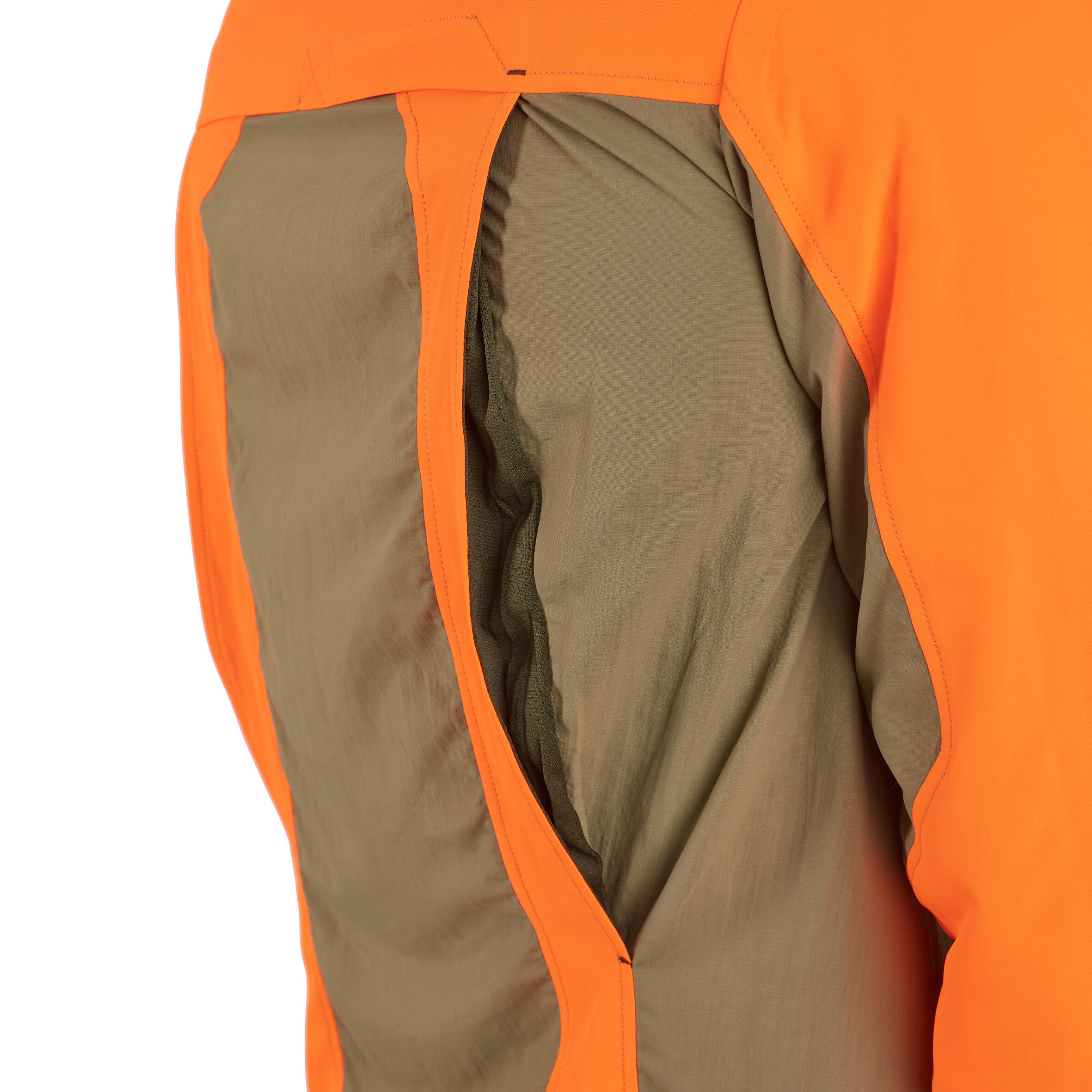 Lovecká košile s dlouhým rukávem lehká prodyšná 520 zeleno-oranžová fluo 9/20