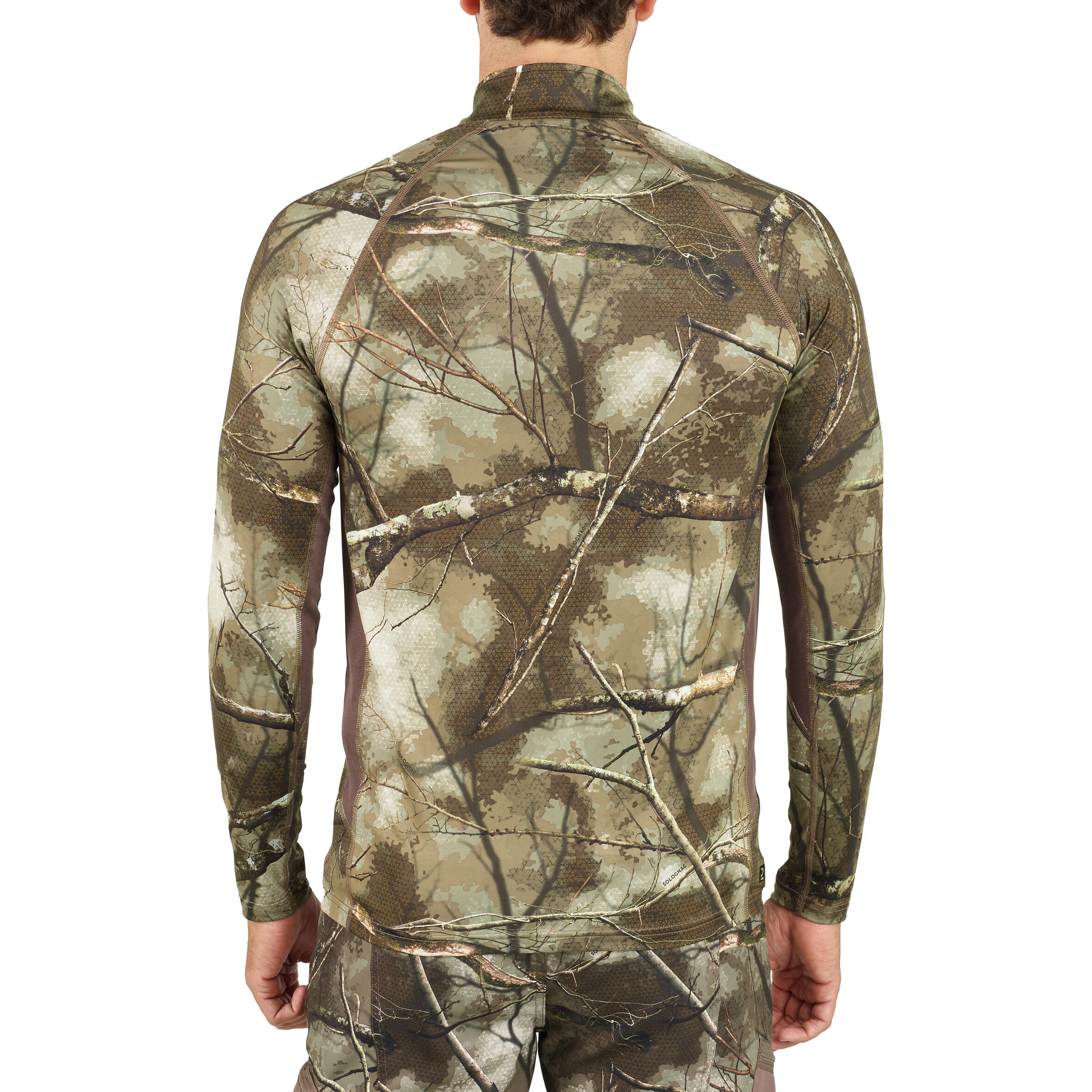 T-SHIRT CHASSE MANCHES LONGUES SILENCIEUX RESPIRANT 500 CAMOUFLAGE TREEMETIC 4/14