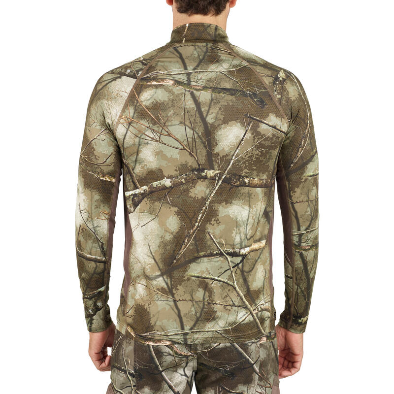 T-SHIRT CHASSE MANCHES LONGUES SILENCIEUX RESPIRANT 500 CAMOUFLAGE TREEMETIC