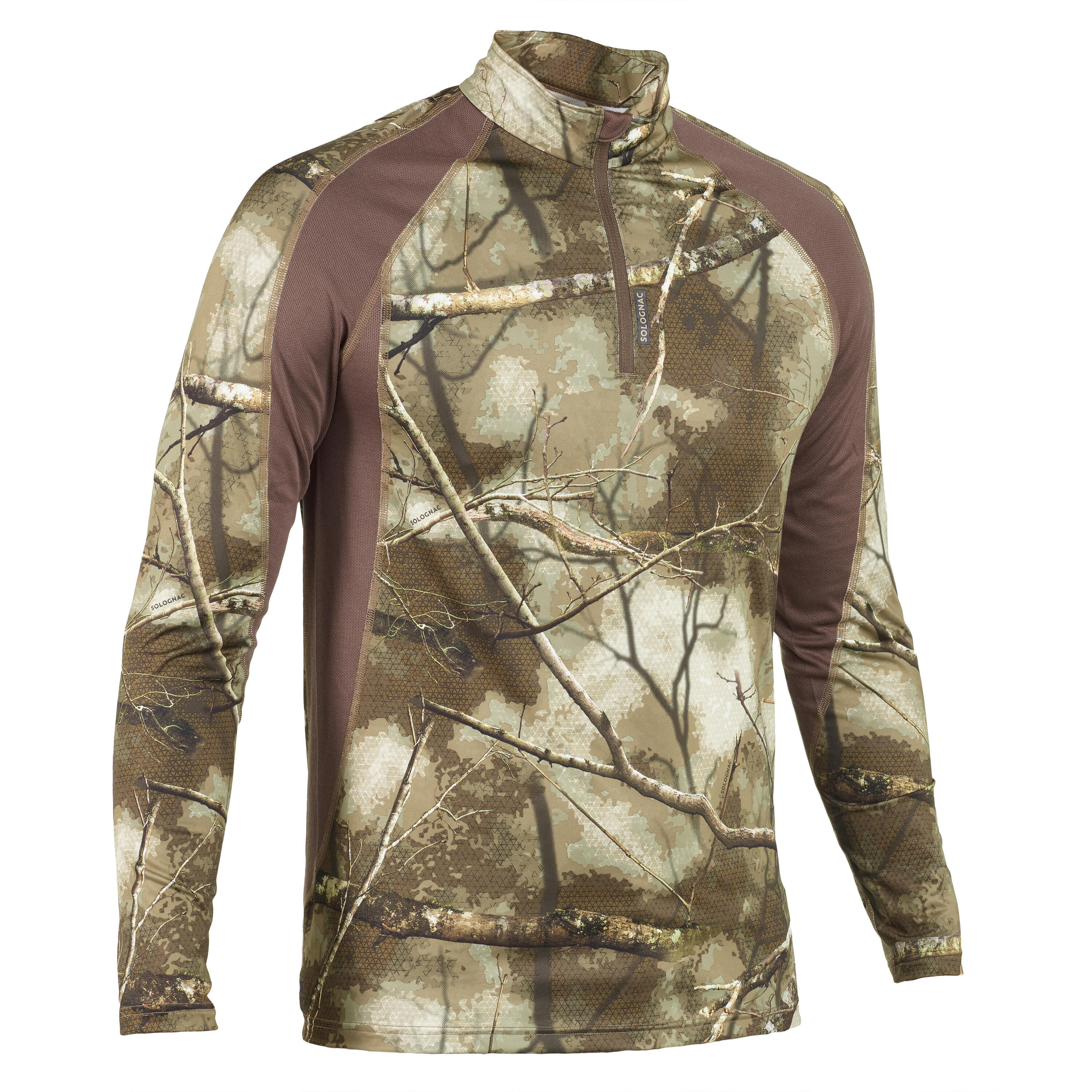 SOLOGNAC Long-Sleeve Breathable Silent Country Sport T-Shirt Treemetic 500 Camouflage