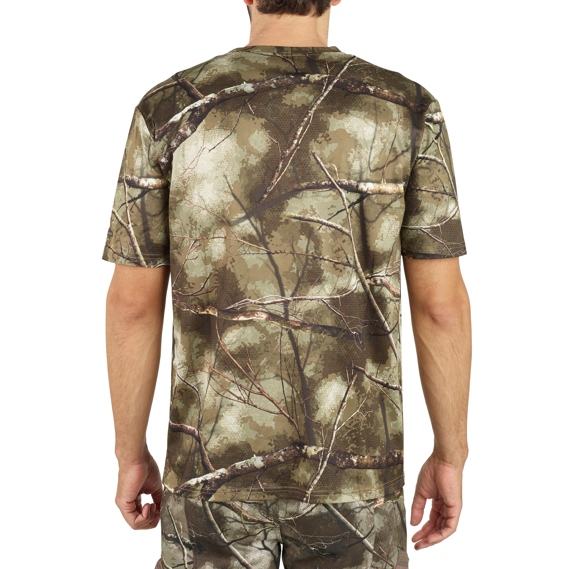 T-shirt respirant de chasse manches courtes respirant - 100 Treemetic camouflage - SOLOGNAC