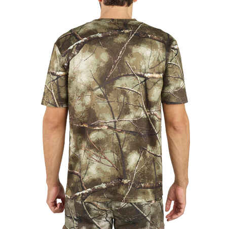 Trumpi orui pralaidūs medžiokliniai marškinėliai „Treemetic 100“, kamufliažinio rašto
