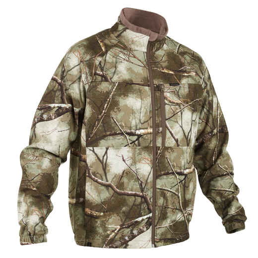 Jagd-Fleecejacke 300 TREEMETIC warm geräuscharm  wasserabweisend camouflage 