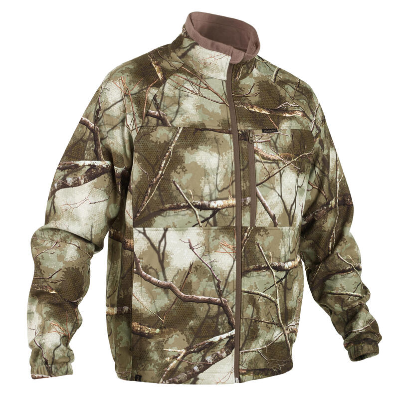 POLAIRE CHASSE SILENCIEUSE CHAUDE DEPERLANTE 500 CAMOUFLAGE TREEMETIC
