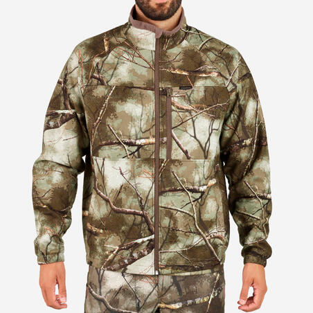Kamuflažna tiha i topla vodoodbojna jakna od flisa za lov 500 TREEMETIC