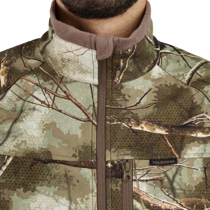 Lovecká fleecová bunda nešustivá hřejivá vodoodpudivá 500 Treemetic