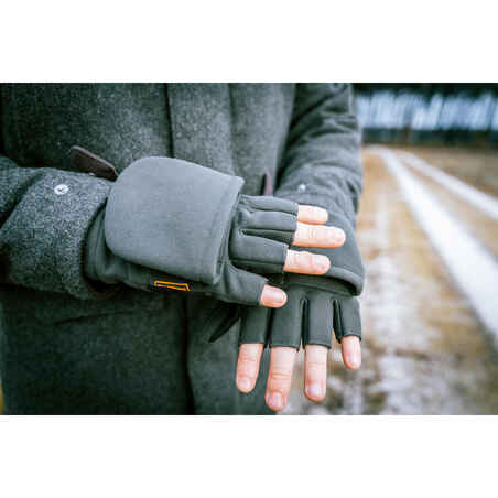 WARM SOFTSHELL MITTENS 500 GREEN
