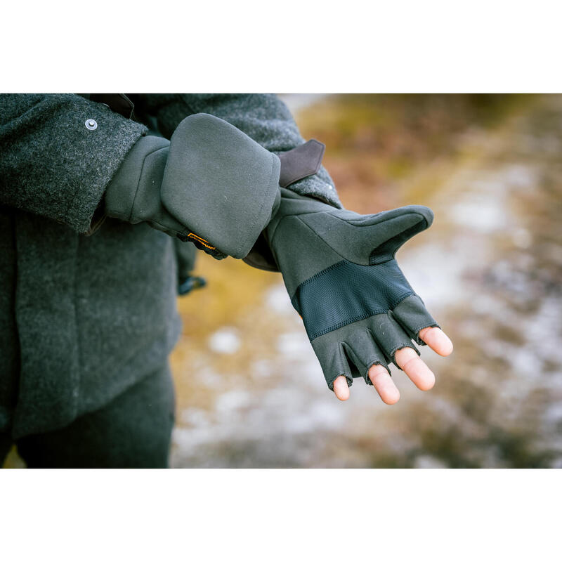 Jagd-Handschuhe Fäustlinge Softshell - 500 grün 