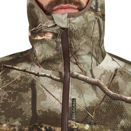 Kamuflažna tiha vodootporna jakna za lov TREEMETIC 500