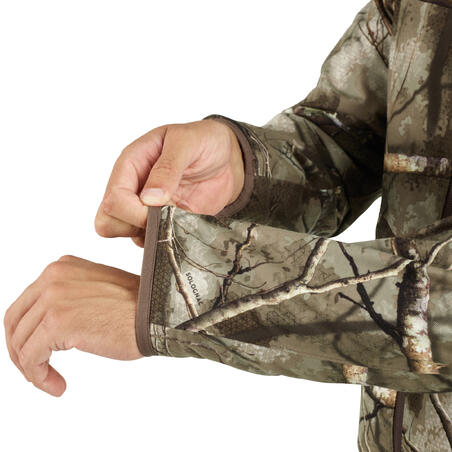 Kamuflažna tiha vodootporna jakna za lov TREEMETIC 500