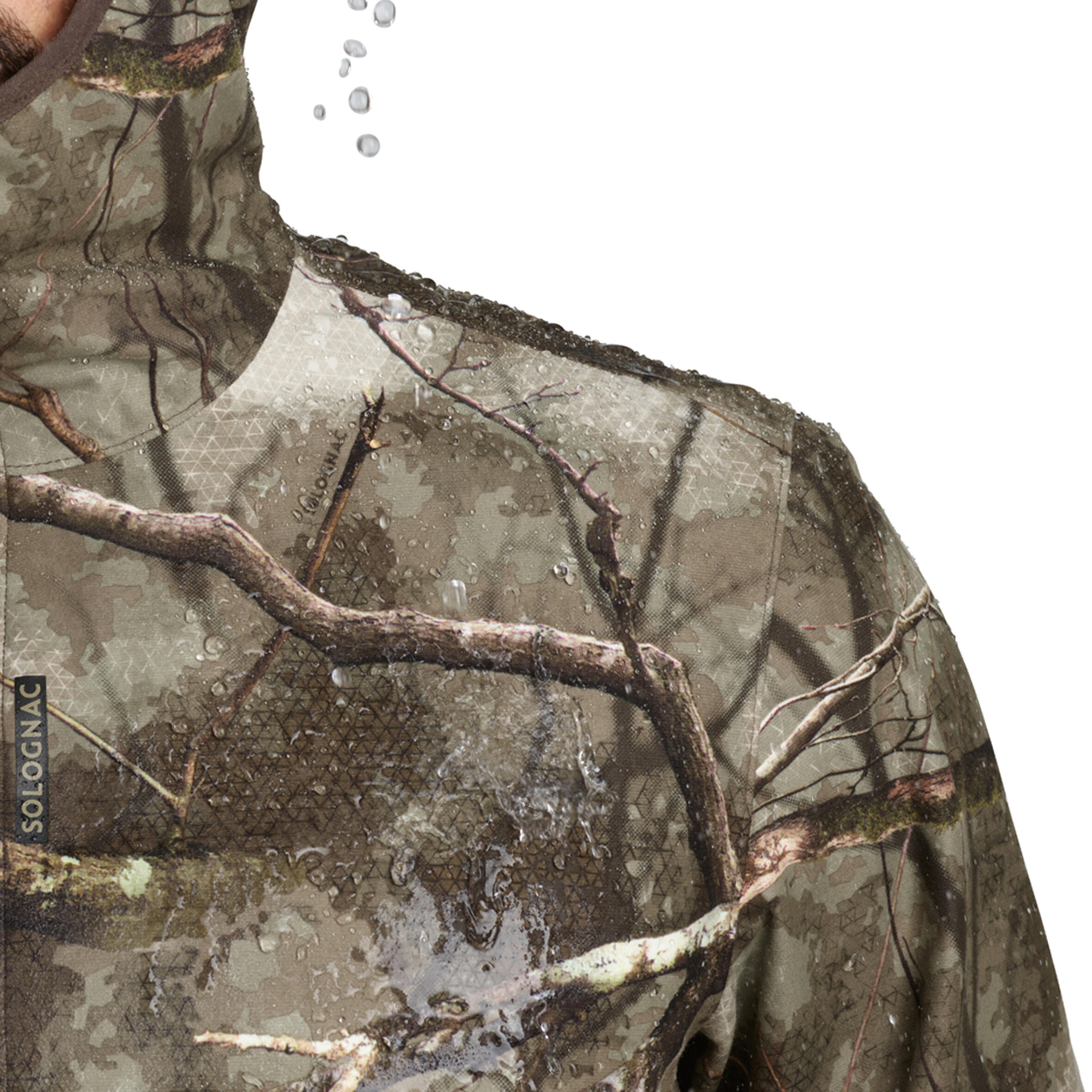 Waterproof Silent Hunting Jacket - Treemetic 500 Camo - SOLOGNAC